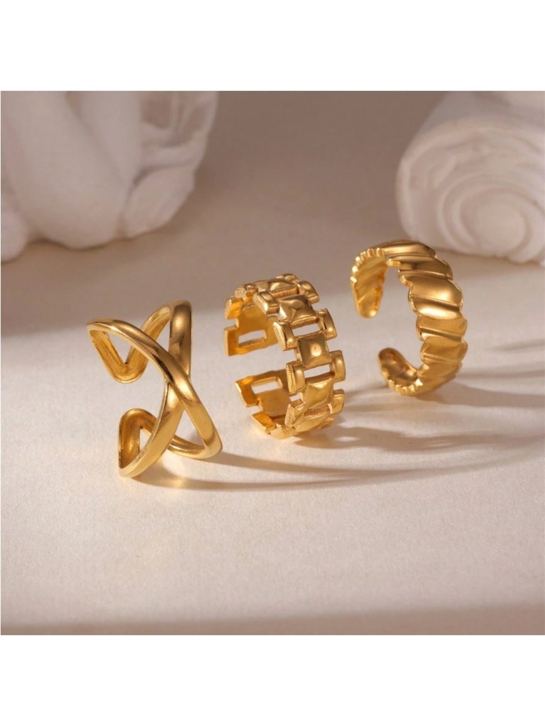 Gold Tone Adjustable Rings Set Q411